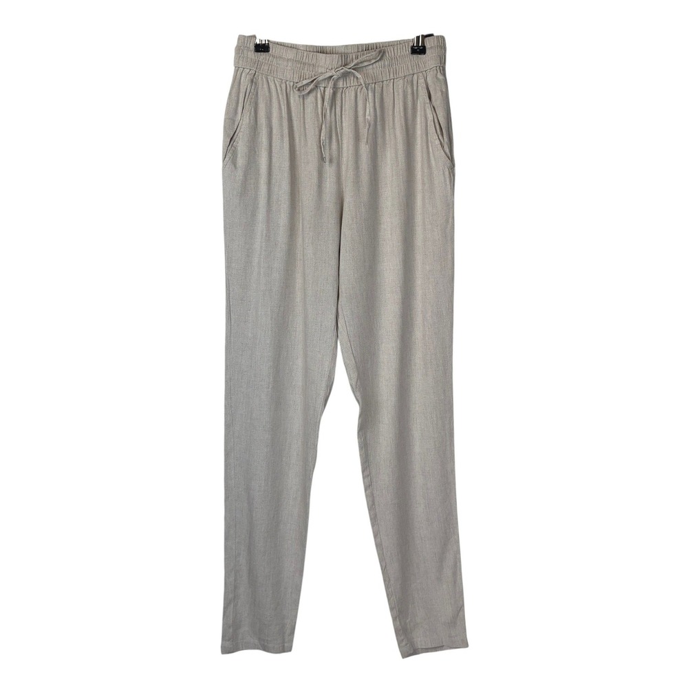 J. Mclaughlin Womens Jayden Linen Blend Pull On Tapered Leg Pant SIze XS Beige